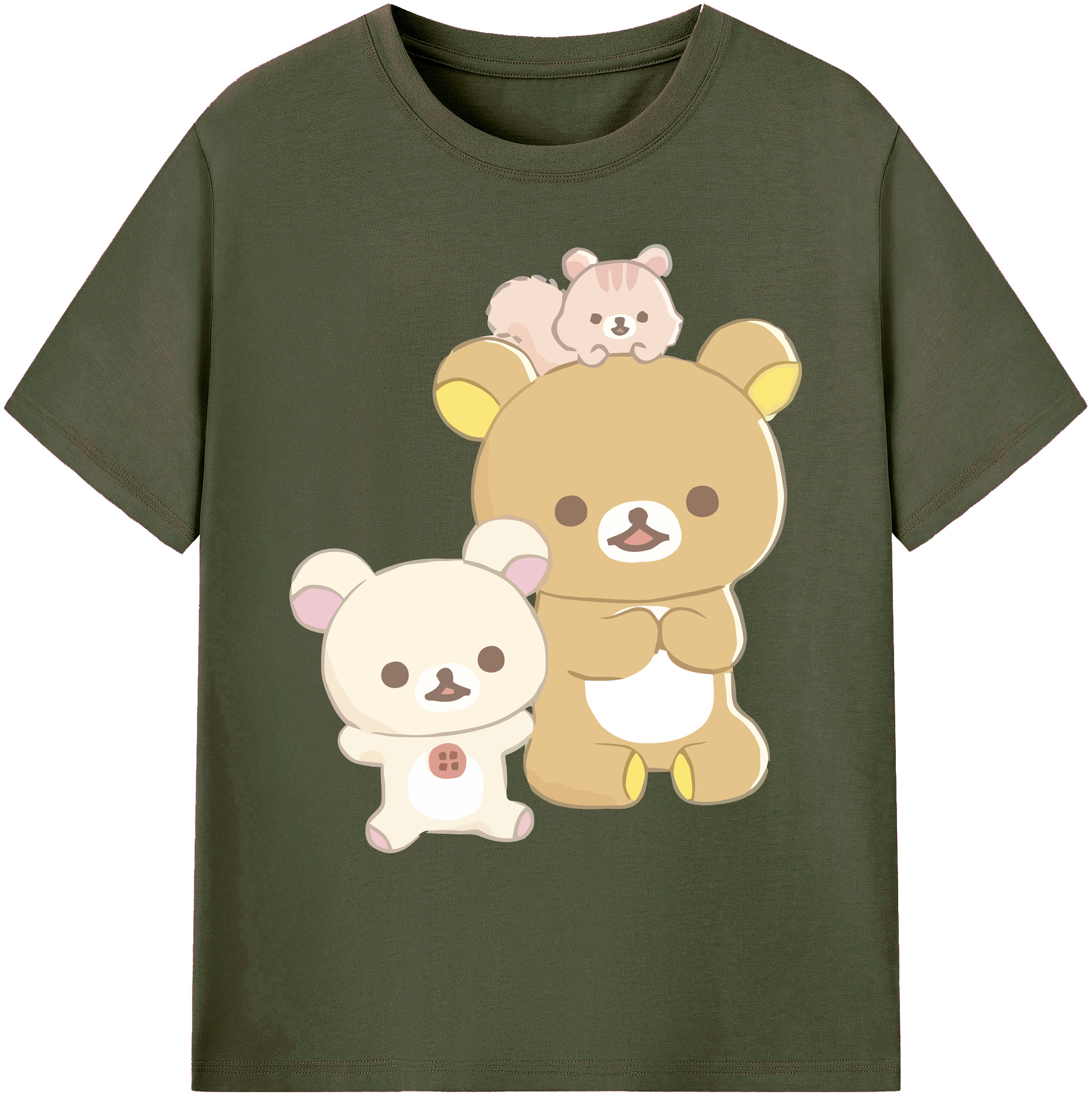 （画像用） リラックマ リラックマ キイロイトリ Rilakkuma Korilakkuma Kiiroitori 綿100％ メンズ半袖Tシャツ｜肌触りやわらか＆通気性